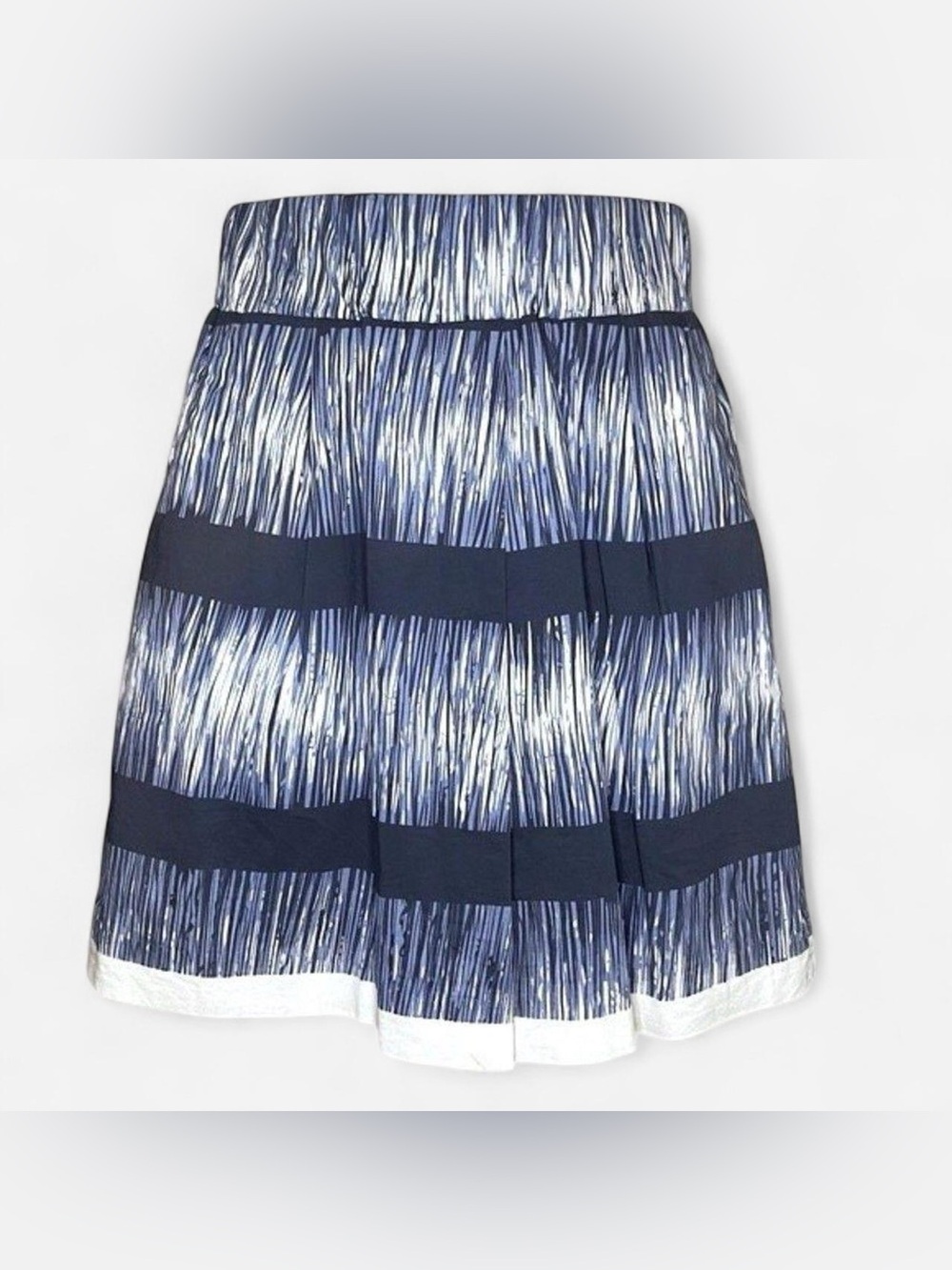 Banana Republic Blue White Printed Pleated A Line Midi Skirt Small